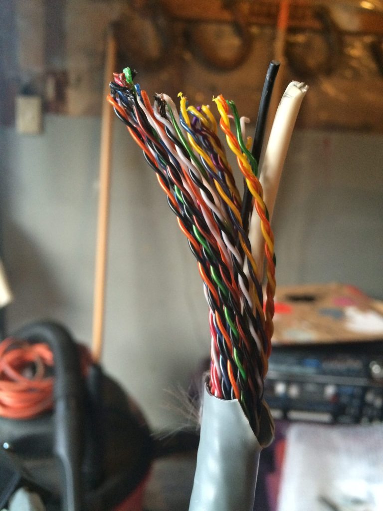 a closeup picture of a 25 pair cable taken in 2015